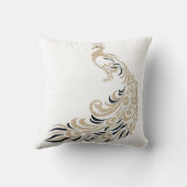 Coussin Paon-Élégant-Or-Noir-Carré ml (Verso)