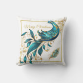 Coussin Paon et plume de Noël (Recto)
