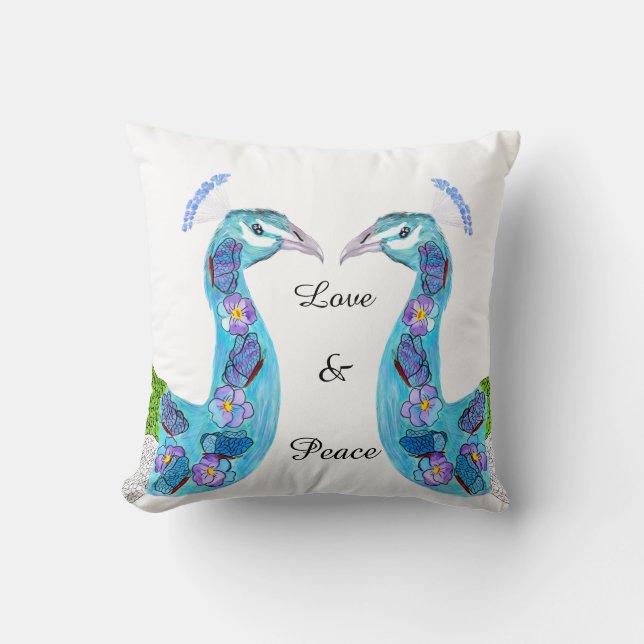 Coussin Paon floral (Recto)