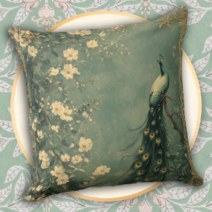 Coussin Paon Floral Classique