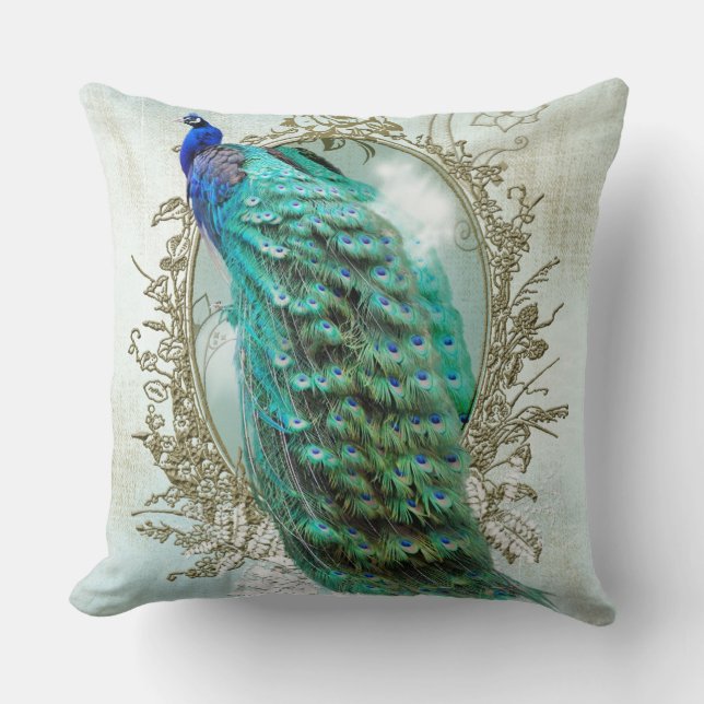 Coussin Paon minable de turquoise (Recto)