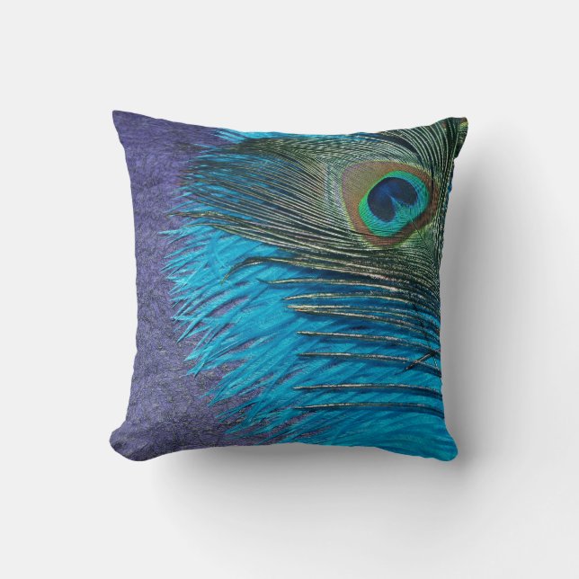 Coussin Paon pourpre et turquoise (Recto)