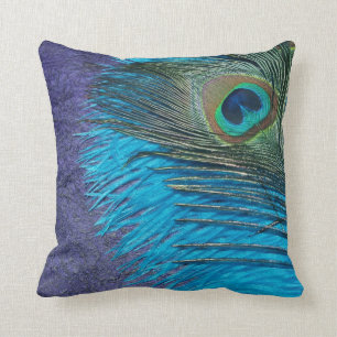Coussin Paon pourpre et turquoise