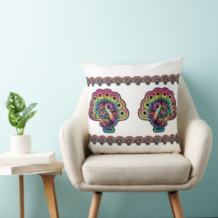 Coussin Paon Tie Dye