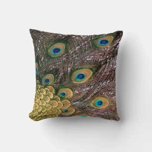 Coussin Paon Yeux et Plumes de Paon
