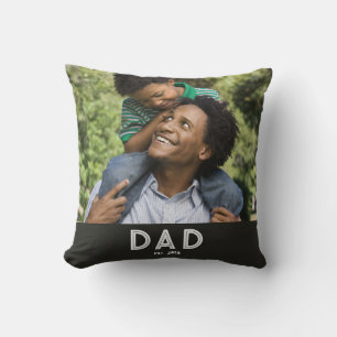 Coussin Papa a établi un cadeau photo noir pour la fête de