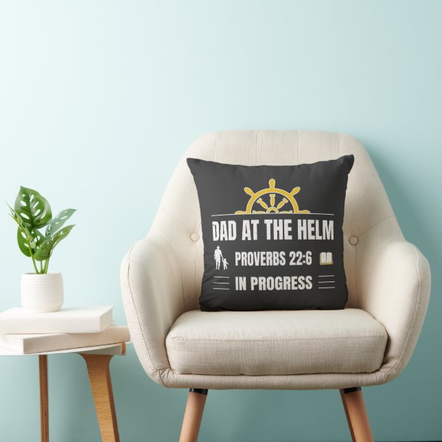 Coussin Papa à la barre | Proverbes 22:6 en progrès  (Chaise)