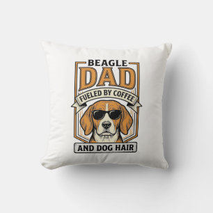 Coussin Papa Beagle alimenté par le café et le maillot de