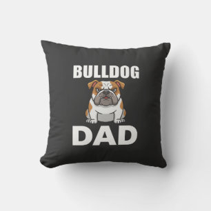 Coussin Papa Bouledogue Dessin Animé Amateur de Chien
