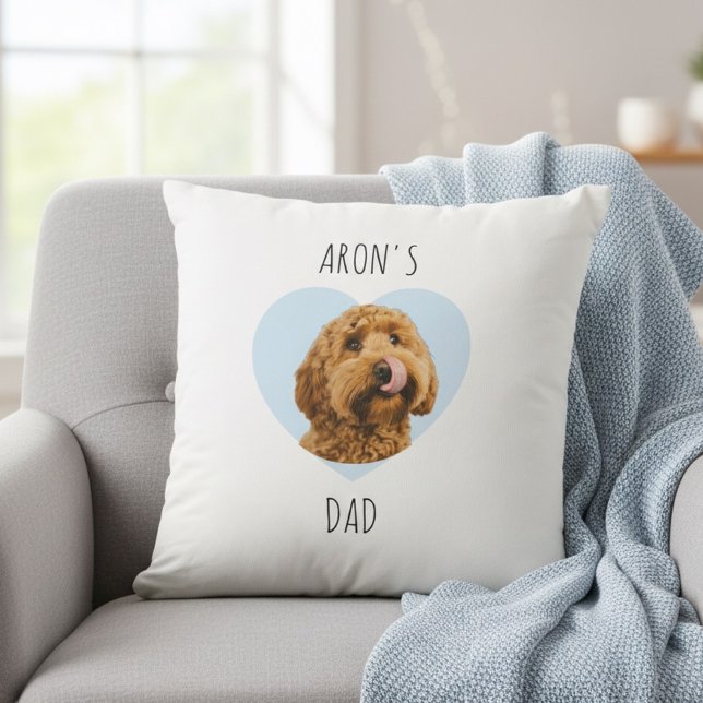 Coussin Papa Chien Personnalisé | Photo de Chien Personnal (Créateur téléchargé)