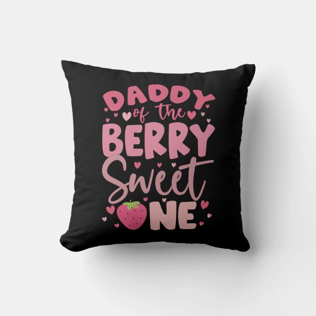 Coussin Papa de la douce fraise d'anniversaire (Recto)