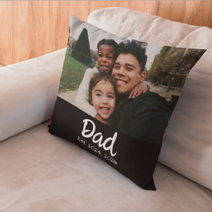 Coussin Papa Établit Photo Écriture Blanche