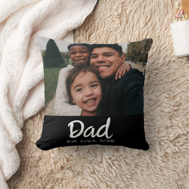 Coussin Papa Établit Photo Écriture Blanche (Couverture)