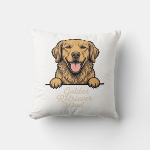 Coussin Papa Golden Retriever Gravure Vintage