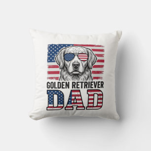 Coussin Papa Golden Retriever Patriotique Vintage Chemise