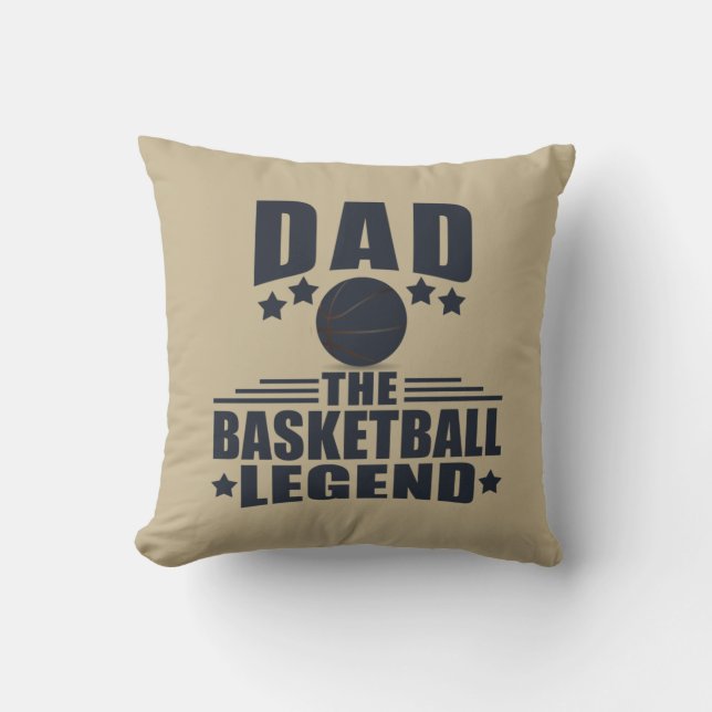 Coussin Papa la légende du basket-ball drôle cadeaux de fê (Recto)