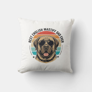 Coussin Papa Mastiff Anglais Vintage Coucher de soleil Chi