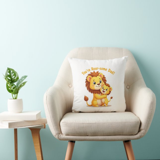 Coussin papa 🦁 mignonne Fête des pères Lion Hug (Chaise)