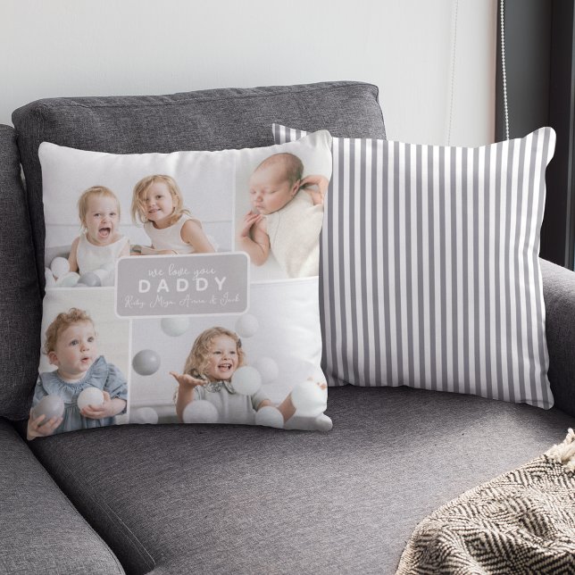 Coussin Papa Moderne 4 Photo Gris (Créateur téléchargé)