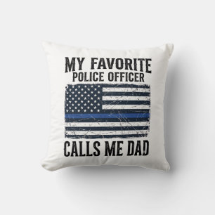Coussin Papa officier de police ligne bleue mince vecteur