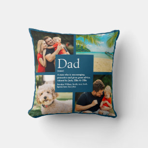 Coussin Papa personnalisé Définition de père 4 Photo Bleue