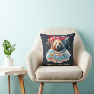 Coussin Papa personnalisé Ours Noms chics simples Astronau