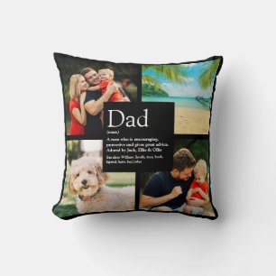 Coussin Papa personnalisé Père Définition 4 Photo Noir