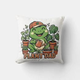 Coussin Papa Plante Grenouille Arrosant des Plantes d'Inté