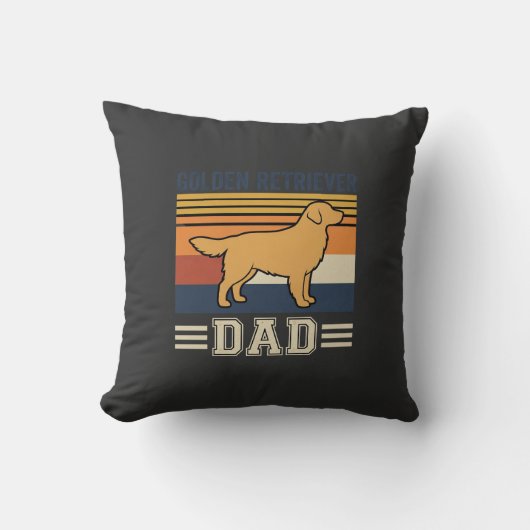 Coussin Papa Retriever doré Chien Rétro (Recto)