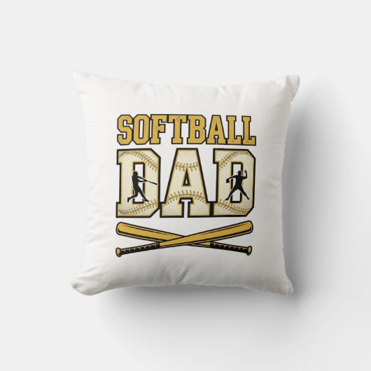 Coussin Papa Softball Gravure Vintage Batteur Graphique_1 (Recto)