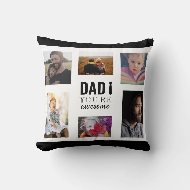 Coussin papa tu es génial fête des pères collage typograph (Recto)