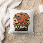 Coussin Papawsaurus Rétro Dinosaure Coucher de Soleil Vect (Couverture)