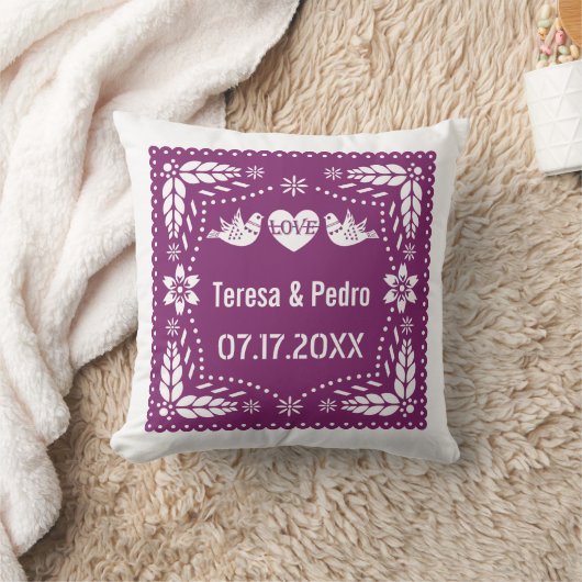 Coussin Pape violet picado inséparables fiesta mariage (Couverture)