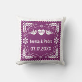 Coussin Pape violet picado inséparables fiesta mariage (Recto)
