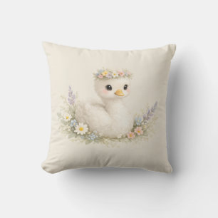 Coussin Papeterie aquarelle élégante de bébé cygne fleur s