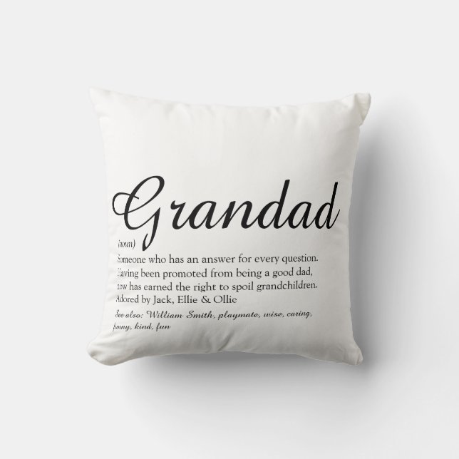 Coussin Papi, grand-père, papa définition écriture moderne (Recto)