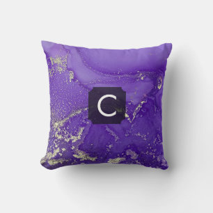 Coussin Papier à monogramme liquide d'art à l'encre d'alco