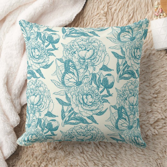 Coussin Papier à peintres et papillons, lagon Bleu (Couverture)