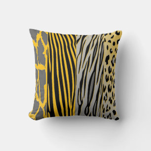 Coussin Papier à rayures Zèbre Noir Et Jaune Imprimé
