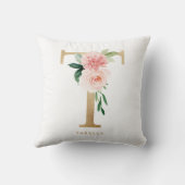 Coussin Papier Aluminium Doré Fleur Lettre T Monogramme Nu (Verso)