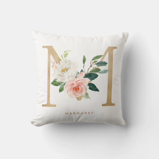 Coussin Papier Aluminium Faux Fleurs Lettre M Monogramme N (Recto)