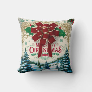 Coussin Papier cadeau de Noël Vintage