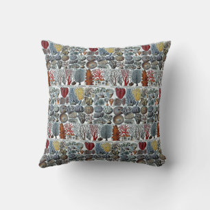 Coussin Papier cadeau vintage stylisé coraux marins jeté
