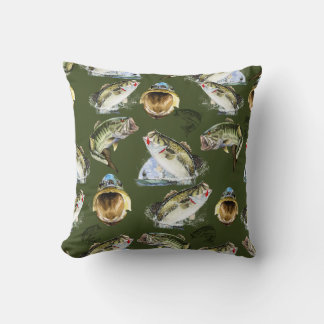 Coussin Papier de pêche au bar à grande bouche
