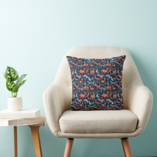 Coussin Papier d'emballage d'animaux de la forêt scandinav