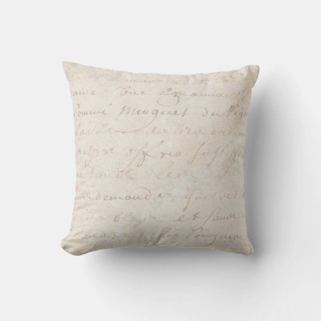 Coussin papier parcheminé français vintage de manuscrit de (Recto)