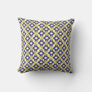 Coussin Papier peint Art Déco Motif, beige et bleu