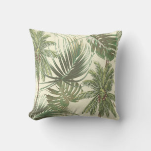 Coussin Papier peint de palmes Vintages Feuilles tropicale