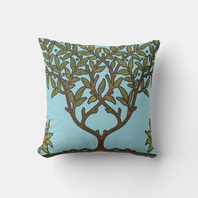 Coussin Papier peint frise d'arbre de William Morris (Recto)