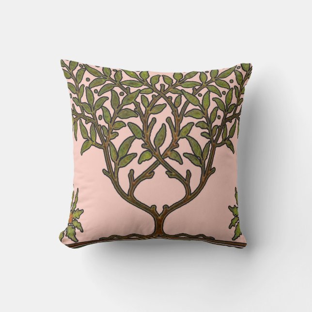 Coussin Papier peint frise d'arbre de William Morris (Recto)